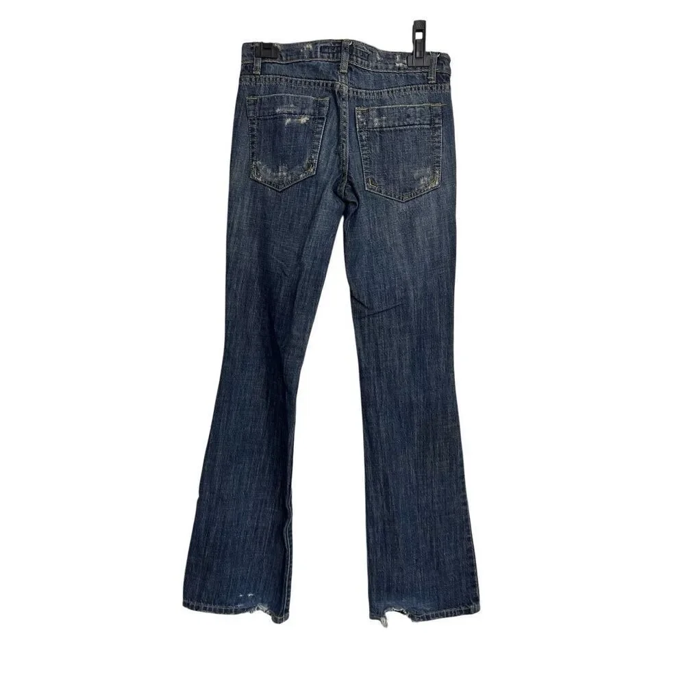 Joe's Jeans Womens Size 26 Blue Eno Flared Low Rise Distressed Whisker Cotton